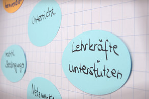 Flipchart mit Moderationskarten Foto eines Flipcharts mit Moderationskarten